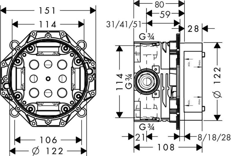 Hansgrohe Ibox universal 01800180 скрытая часть Hansgrohe Ibox universal 01800180 скрытая часть