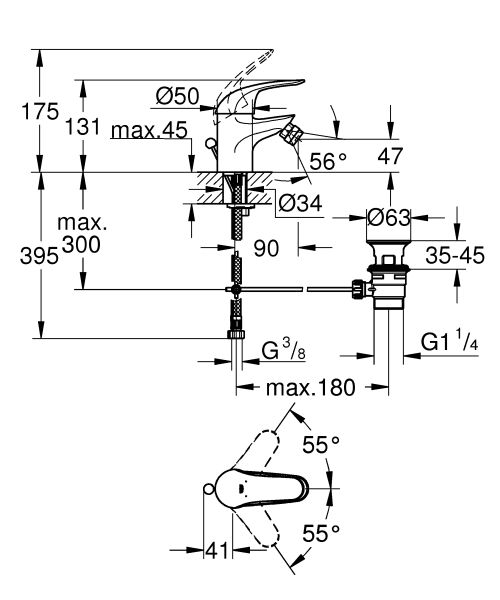 Смеситель для биде Grohe Euroeco 23263000 хром