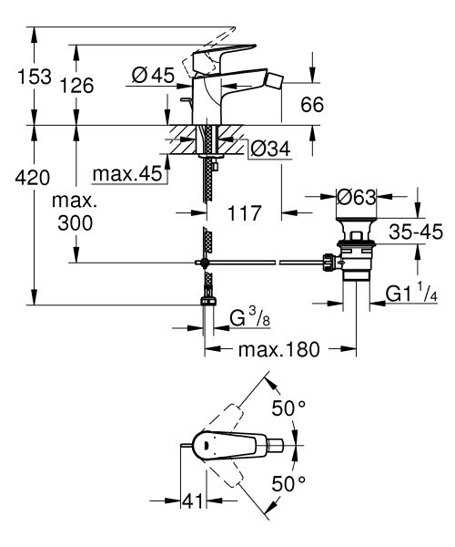 Смеситель для биде Grohe BauEdge 23331001 хром