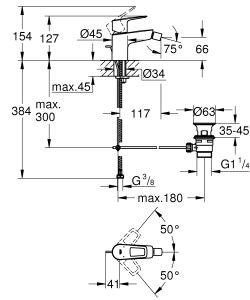 Смеситель для биде Grohe BauLoop 23338001 хром