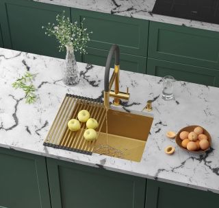 Кухонная мойка RoxenBath Uno 54 560210-54-GS золото текстурное покрытие