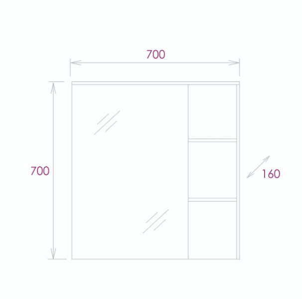 Зеркальный шкаф Onika Легран 207036 70 см дуб галифакс