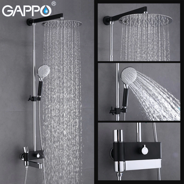 Душевая стойка Gappo G2481 чёрный/хром Душевая стойка Gappo G2481 чёрный/хром
