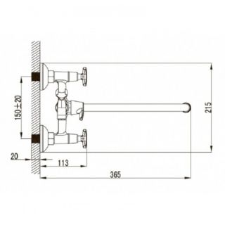 Смеситель для ванны с душем KAISER Crystal 28155 Смеситель для ванны с душем KAISER Crystal 28155