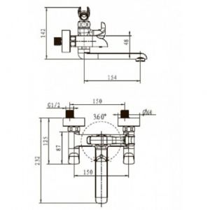 Смеситель для ванны с душем KAISER Saturn 42022