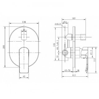 Смеситель для ванны с душем KAISER Aurora 67277