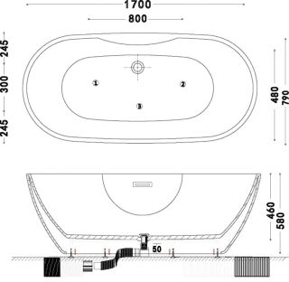 Акриловая ванна Art&Max 170x79см белый AM-605-1700-790