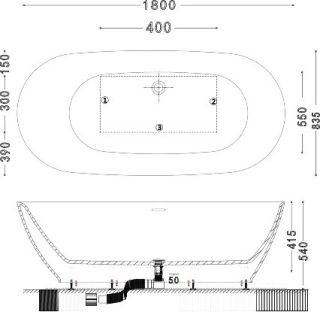 Акриловая ванна Art&Max 180x83см белый AM-527-1800-835