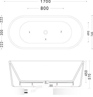 Акриловая ванна Art&Max 170x74см белый AM-525-1700-745