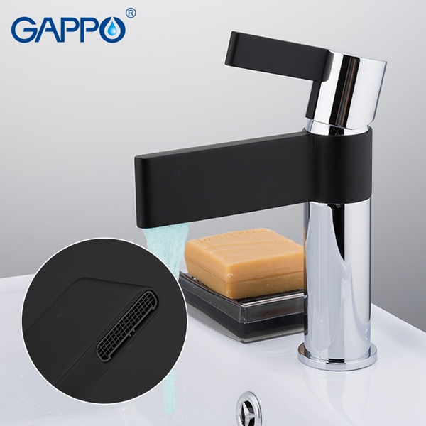 Смеситель для раковины Gappo G1081 хром/чёрный