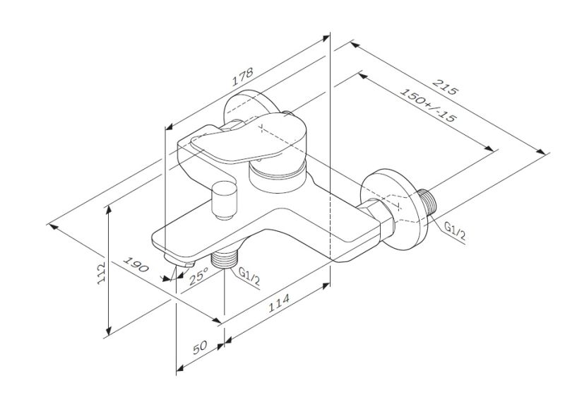 Смеситель для ванны и душа AM PM X-JOY F85A10000