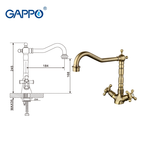 Смеситель для кухни Gappo G4063-4 бронза Смеситель для кухни Gappo G4063-4 бронза