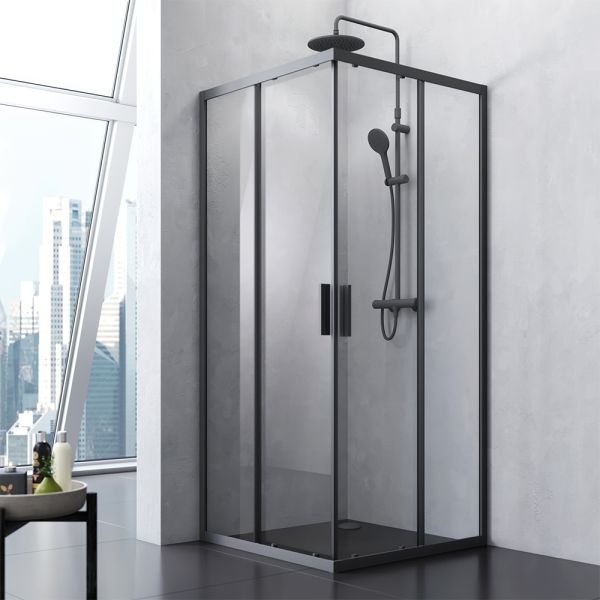 Душевой уголок Am.Pm Gem S 90x90см чёрный матовый W93G-403-090BT