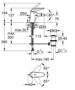 Смеситель для биде Grohe Eurostyle 23720003 хром