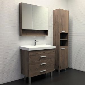 Зеркало-шкаф Comforty Никосия 00-00007619 80 см Дуб темный
