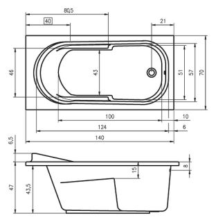 Акриловая ванна Riho Columbia B004001005 140x70см белый Акриловая ванна Riho Columbia B004001005 140x70см белый