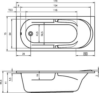 Акриловая ванна Riho Future B073001005 170x75см белый Акриловая ванна Riho Future B073001005 170x75см белый