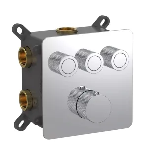 Встраиваемый смеситель-термостат на 3 источника AQUAme AQM8812CR с регулировкой напора хром