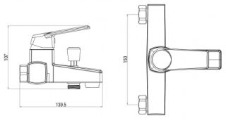 Смеситель для ванны/душа OneLife P02-100cr полимерный