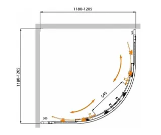 Душевой уголок Cezares Molveno MOLVENO-R-22-100+20-C-Cr-IV 120x120 см профиль хром стекло прозрачное