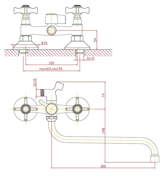 Смеситель для ванны/душа Agger Retro-X A1722200 с душевым набором