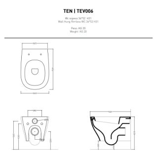 Унитаз  Artceram Ten TEV006 01 00 подвесной белый Унитаз  Artceram Ten TEV006 01 00 подвесной белый