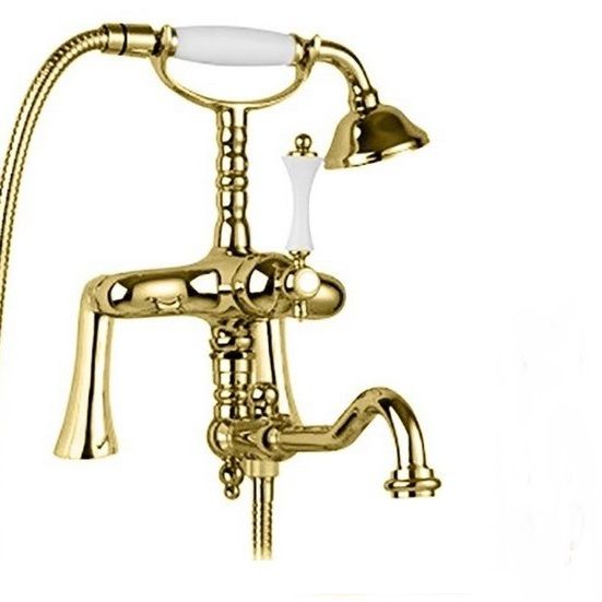 Смеситель с поворотным изливом на борт ванны однорычажный, золото Cezares MARGOT-PBV2-03/24-Bi