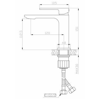 Смеситель для раковины Orange Lutz M04-021b черный Смеситель для раковины Orange Lutz M04-021b черный