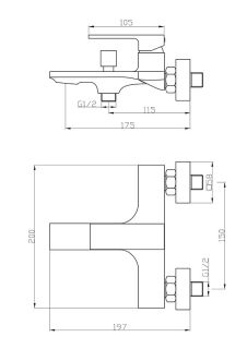 Смеситель для ванны/душа Orange Lutz M04-100b матовый черный Смеситель для ванны/душа Orange Lutz M04-100b матовый черный