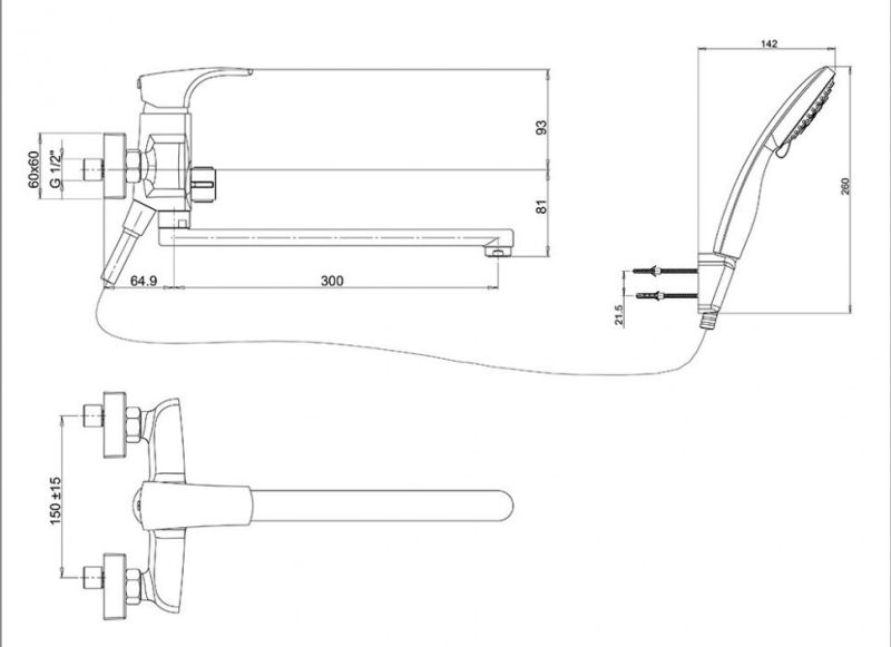 Смеситель для ванны Paini Angel ANCR112P20LMKM хром