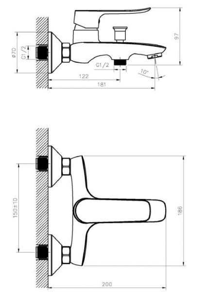Смеситель для ванны/душа Agger Nice A2510000