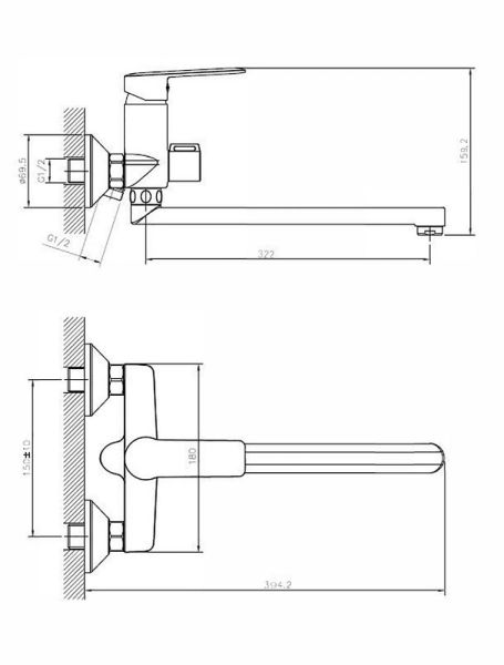 Смеситель для ванны/душа Agger Clean A2421100 с душевым набором