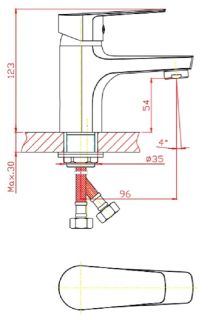 Смеситель для раковины Orange Loop M26-021b черный Смеситель для раковины Orange Loop M26-021b черный