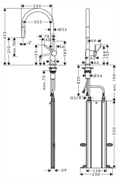Смеситель Hansgrohe Talis M54 72801800 для кухни сталь