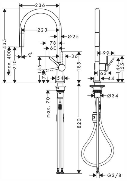 Смеситель Hansgrohe Talis M54 72802800 для кухни сталь