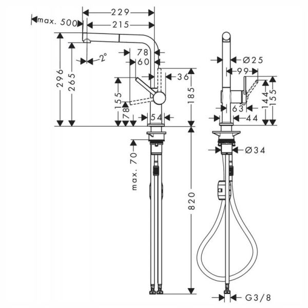 Смеситель Hansgrohe Talis M54 72808670 для кухни черный матовый