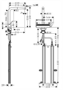 Смеситель Hansgrohe Aquno Select M81 73830000 для кухни хром