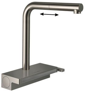 Смеситель Hansgrohe Aquno Select M81 73830800 с вытяжным изливом 2 режима струи под сталь