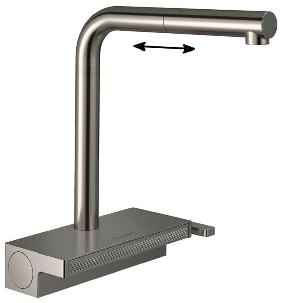 Смеситель Hansgrohe Aquno Select M81 73830800 с вытяжным изливом 2 режима струи под сталь