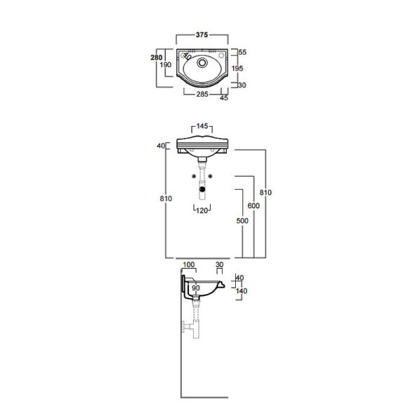 Раковина SIMAS Arcade AR035bi*1dx белая 37.5 см