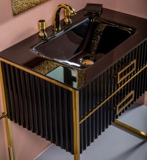 Тумба под раковину Armadi Art Monaco 80см чёрный/золото 866-080-BG Тумба под раковину Armadi Art Monaco 80см чёрный/золото 866-080-BG