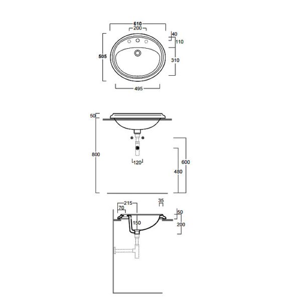 Раковина SIMAS Arcade AR859bi*3 белая 61 см