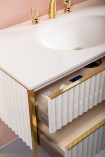 Тумба под раковину Armadi Art Monaco 100см белый/золото 866-100-WG Тумба под раковину Armadi Art Monaco 100см белый/золото 866-100-WG