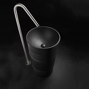 Раковина напольная Kerasan Artwork Barrel 4742K31 45см слив в пол чёрный матовый