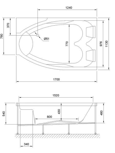 Акриловая ванна Royal Bath Shakespeare правая 170x110см белый RB652100SB-R