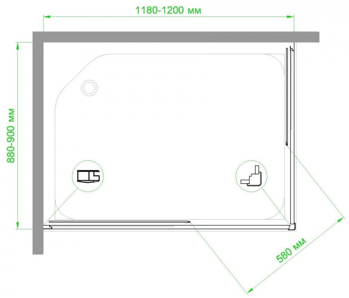 Душевой уголок Royal Bath HPD 120x90см хром RB9120HPD-C-CH