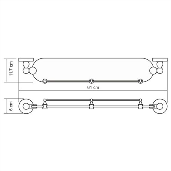 WasserKRAFT Полка стеклянная с бортиком K-8544 WasserKRAFT Полка стеклянная с бортиком K-8544