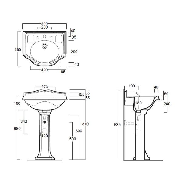 Раковина SIMAS Baden Baden AR814bi*1 белая 59 см