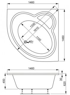 Акриловая ванна VagnerPlast Catalina VPBA146CTL3X-04 146см белый Акриловая ванна VagnerPlast Catalina VPBA146CTL3X-04 146см белый