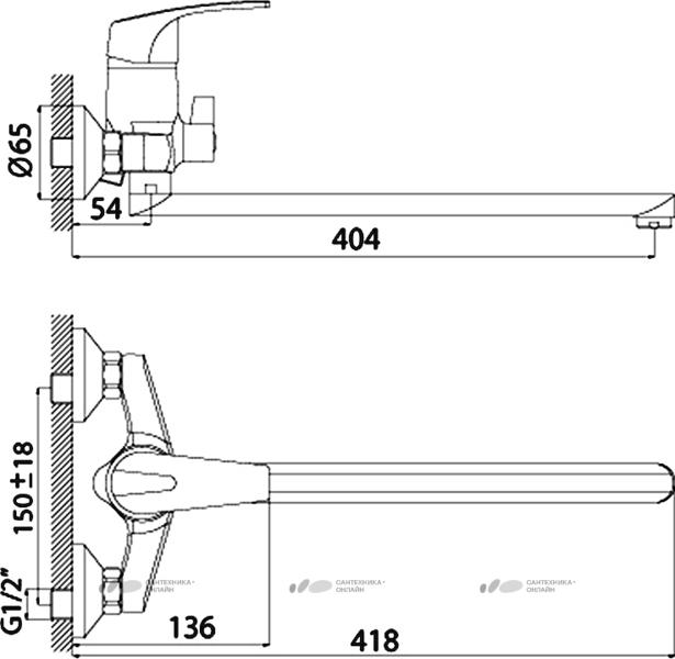 Смеситель для ванны и душа Rossinka D40-32 Хром